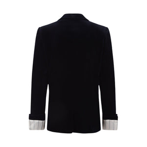 Single-breasted Velvet Jacket-GUCCI-JOHN JULIA