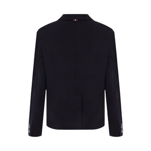 Single-breasted Wool Knit Jacket-THOM BROWNE-JOHN JULIA