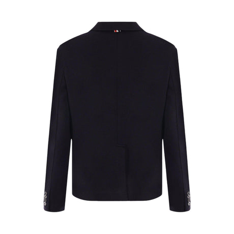 Single-breasted Wool Knit Jacket-THOM BROWNE-JOHN JULIA