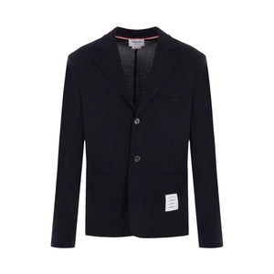 Single-breasted Wool Knit Jacket-THOM BROWNE-JOHN JULIA