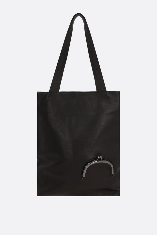 Small Grainy Leather Tote Bag-DISCORD YOHJI YAMAMOTO-JOHN JULIA