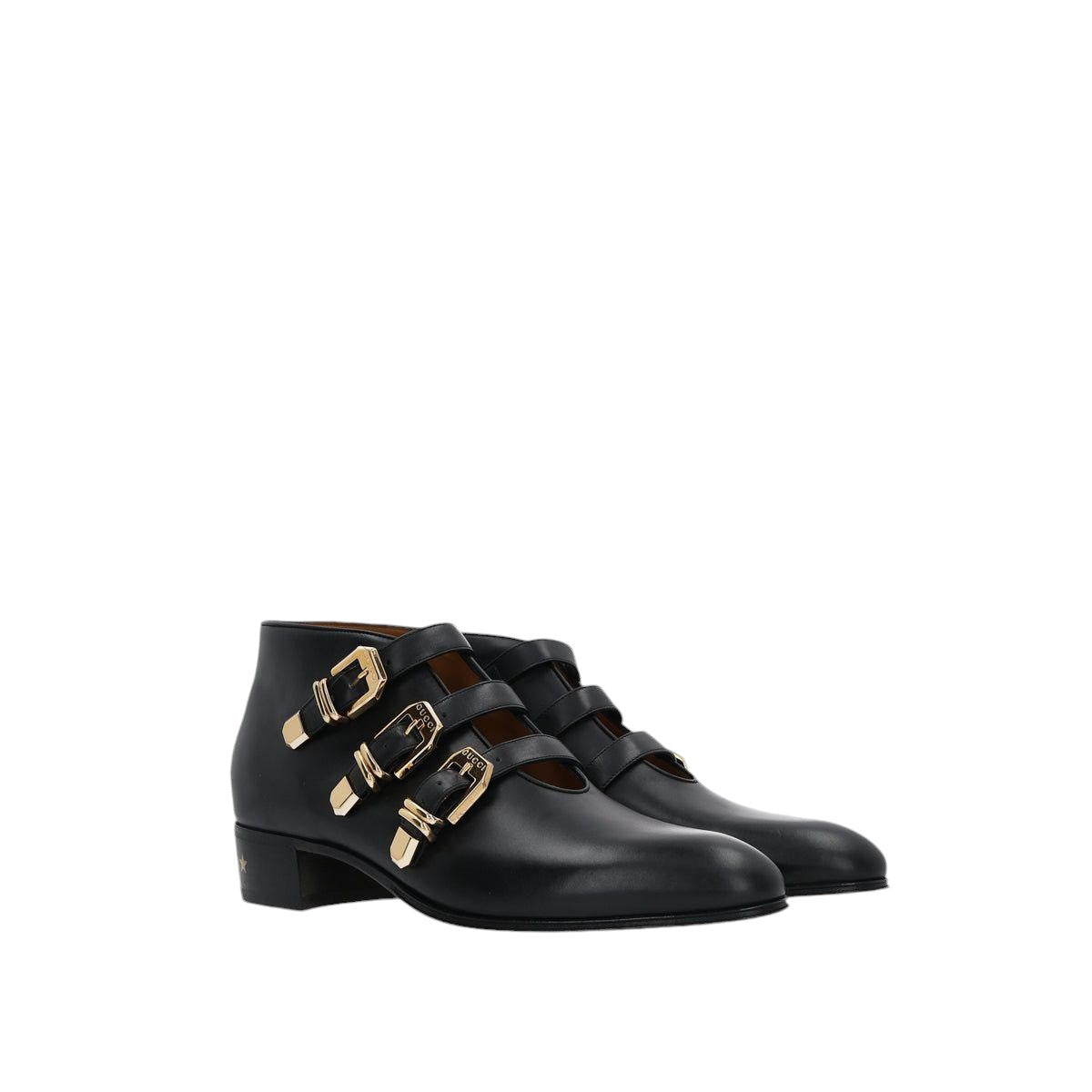 Smooth Leather Buckle Ankle Boots-GUCCI-JOHN JULIA