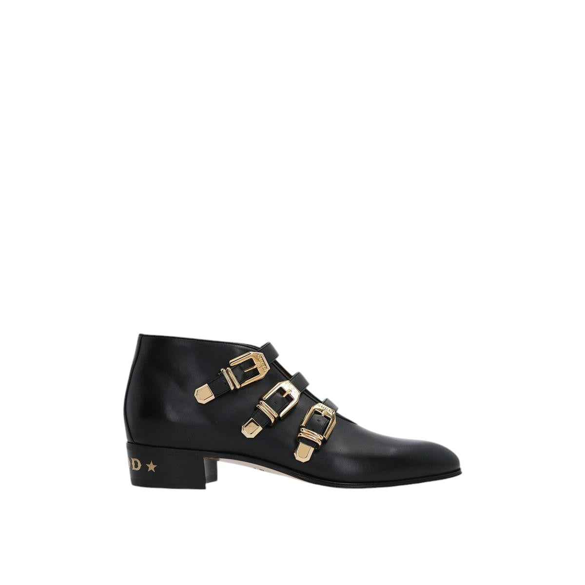 Smooth Leather Buckle Ankle Boots-GUCCI-JOHN JULIA