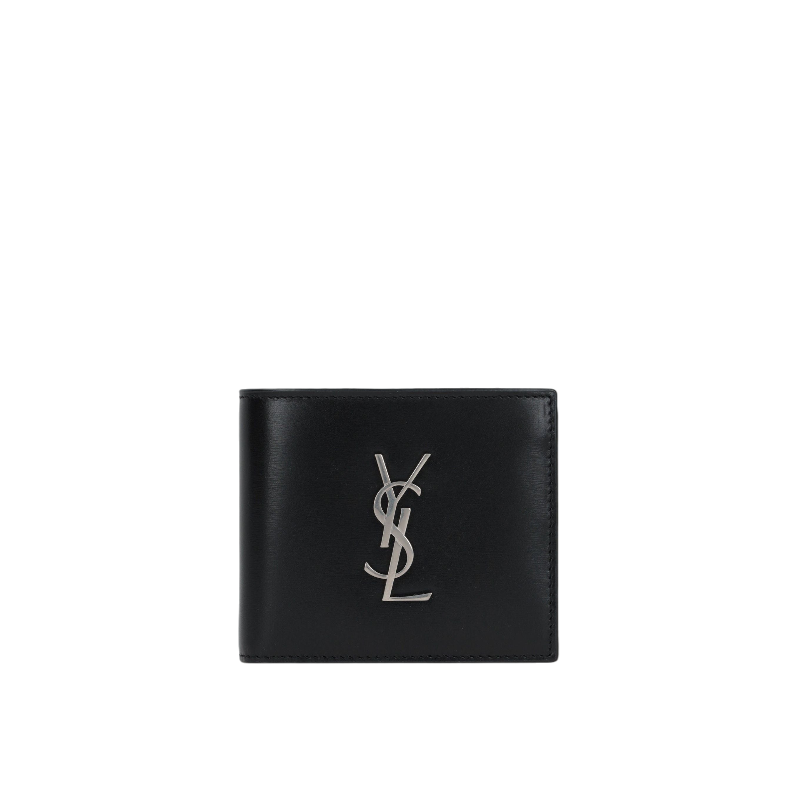 Smooth Leather Cassandre East/West Bi-Fold Wallet-SAINT LAURENT-JOHN JULIA