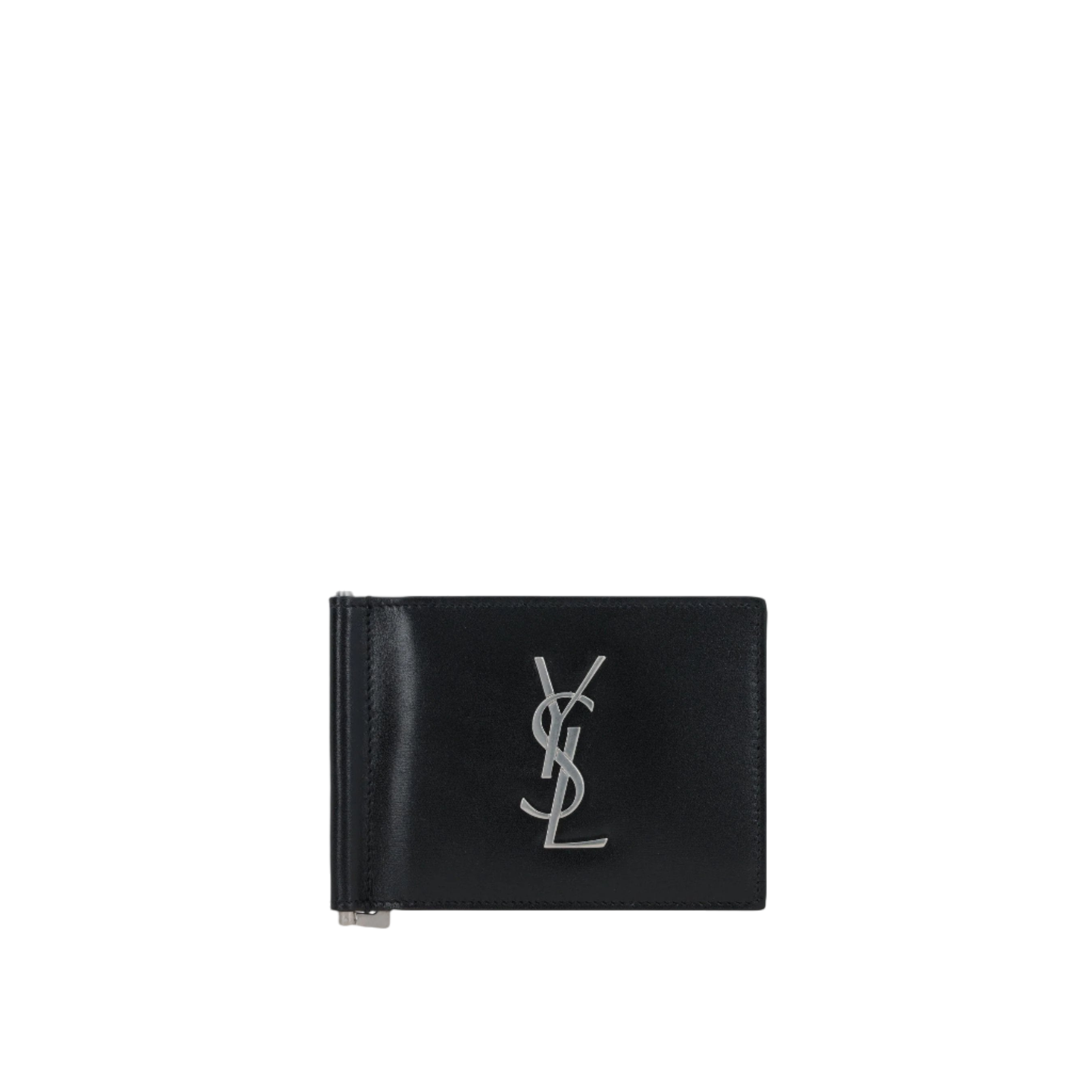 Smooth Leather Cassandre Money Clip Wallet-SAINT LAURENT-JOHN JULIA