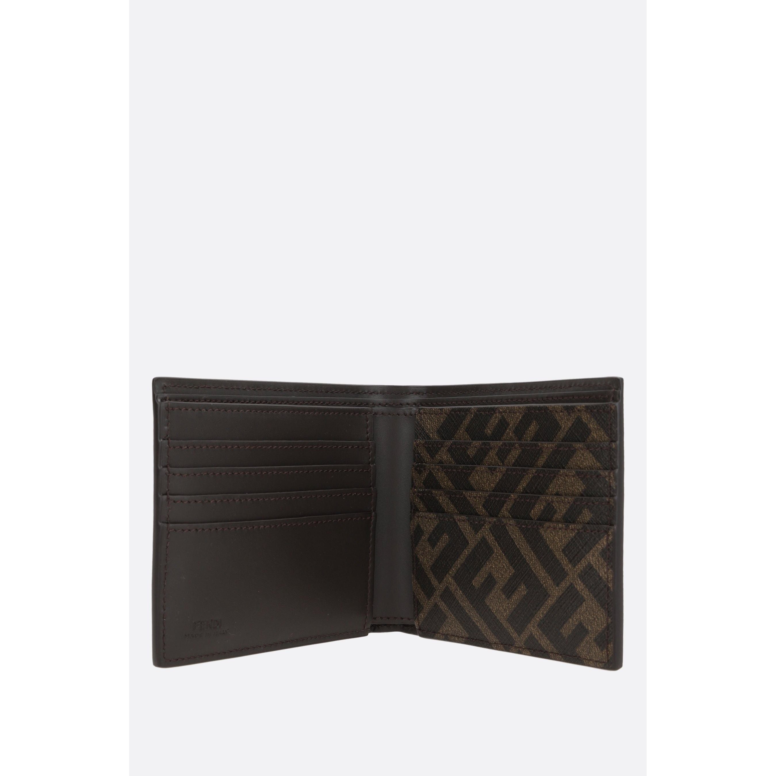 Smooth Leather Coated Canvas Billfold Wallet-FENDI-JOHN JULIA