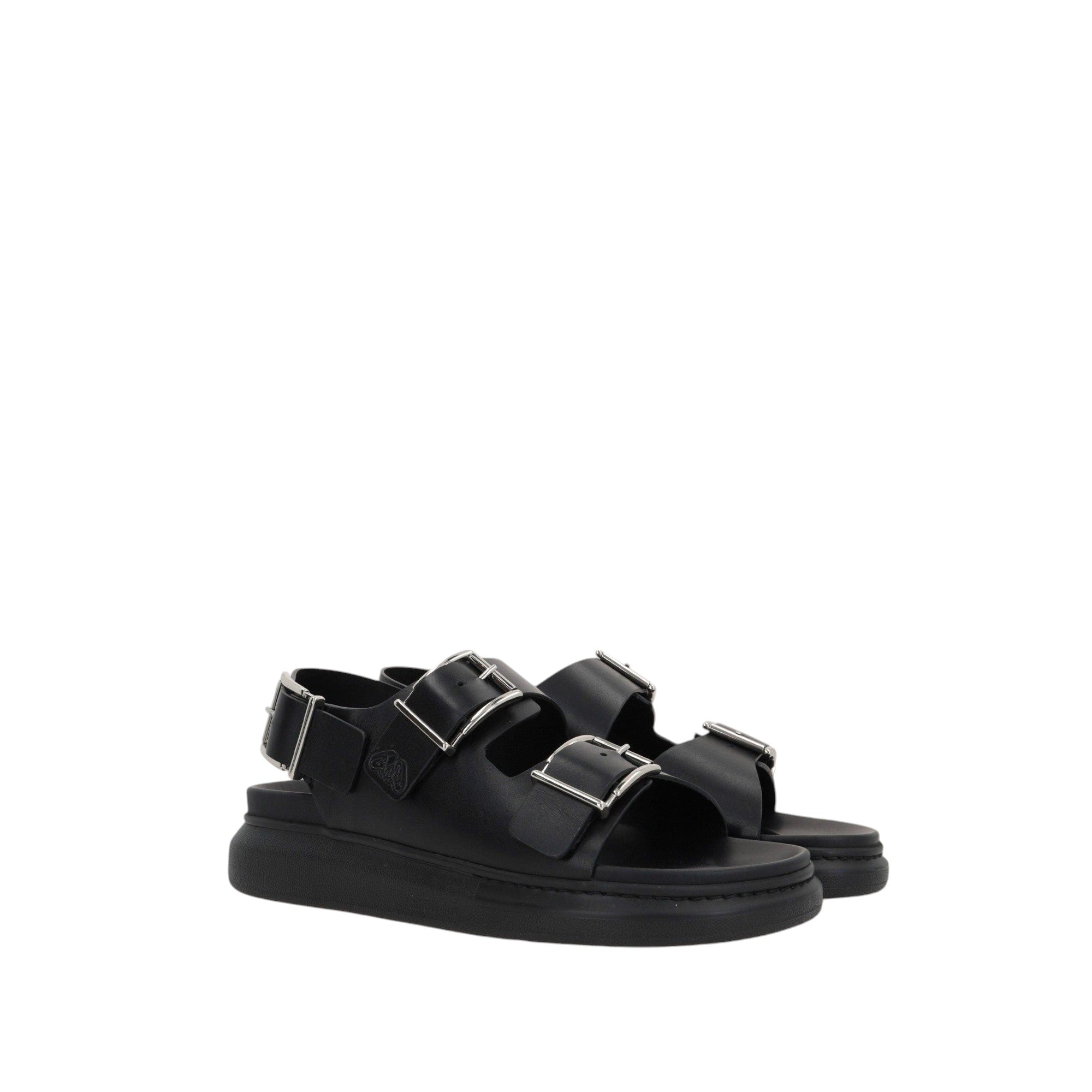 Smooth Leather Flat Sandals-ALEXANDER MCQUEEN-JOHN JULIA