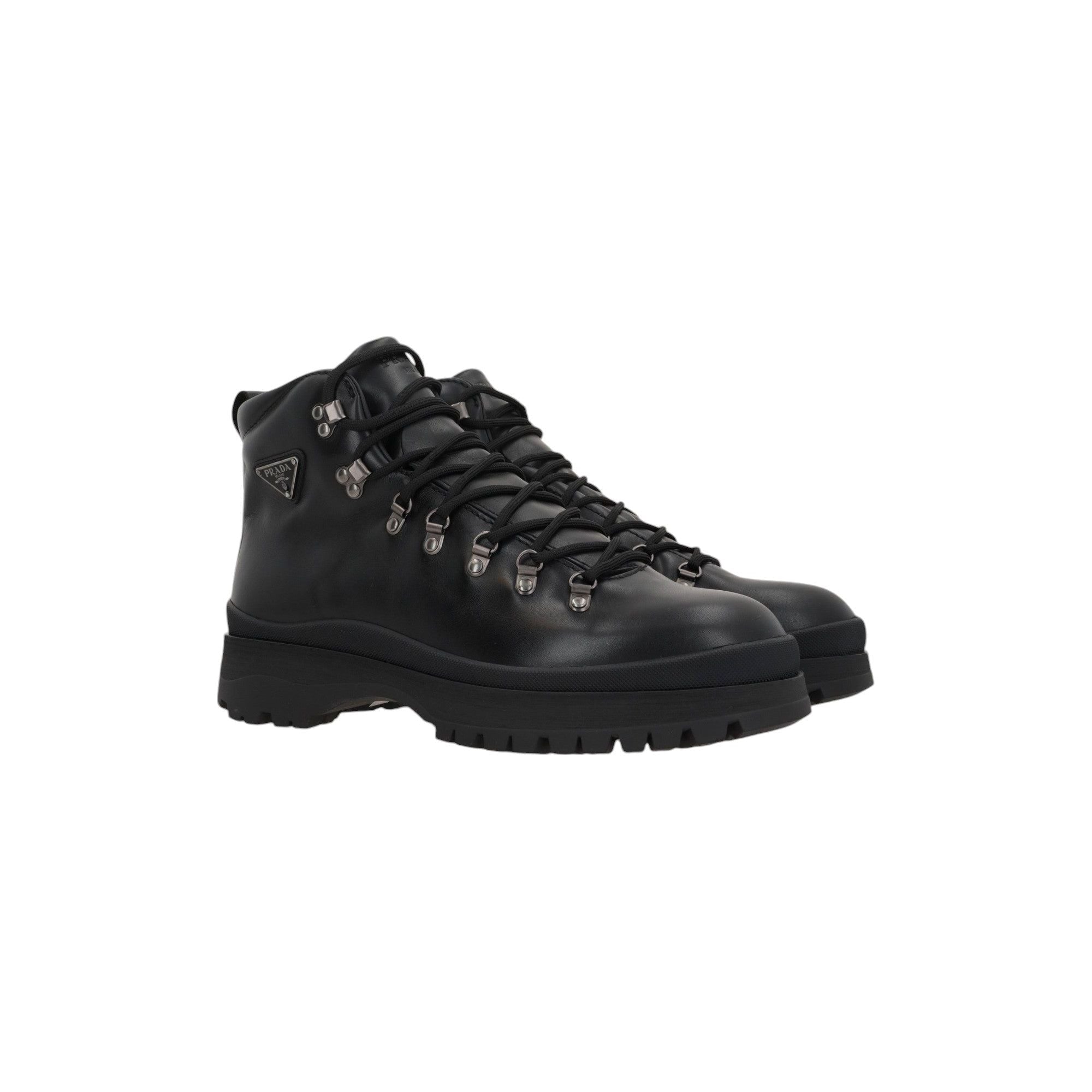 Smooth Leather Hiking Boots-PRADA-JOHN JULIA