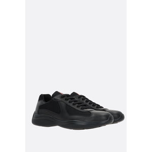 Smooth Leather Mesh Americas Cup Sneakers-PRADA-JOHN JULIA