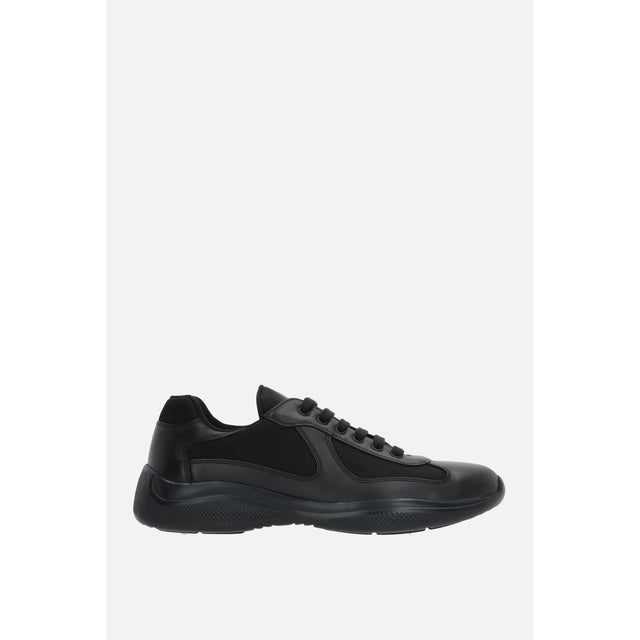 Smooth Leather Mesh Americas Cup Sneakers-PRADA-JOHN JULIA