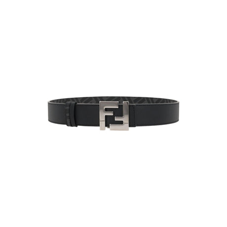 Smooth Leather and FF Canvas Reversible Belt-FENDI-JOHN JULIA