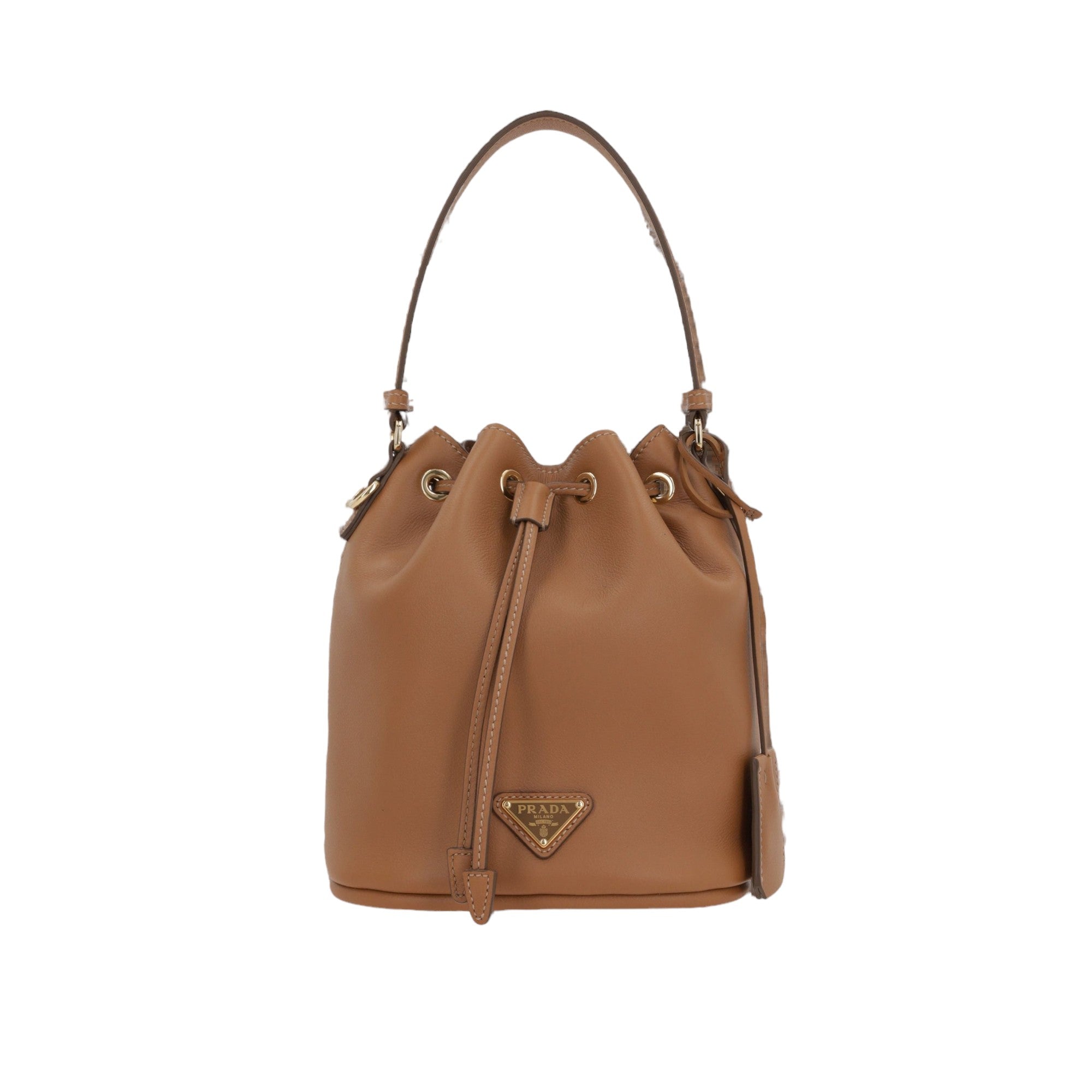 Soft Grain Leather Bucket Bag-PRADA-JOHN JULIA