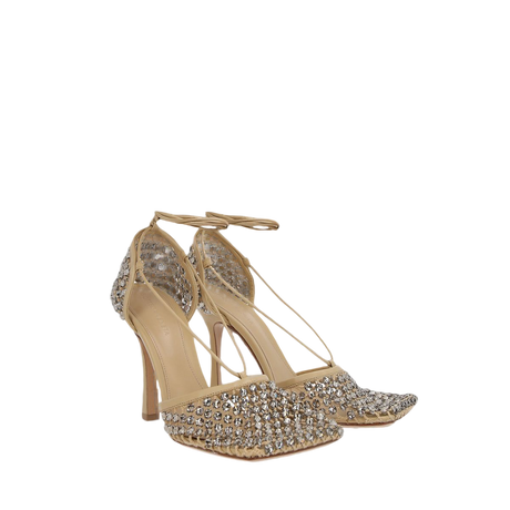 Sparkle Stretch Crystal-Embellished Mesh and Leather Sandals-BOTTEGA VENETA-JOHN JULIA