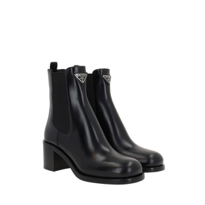 Spazzolato Leather Ankle Boots-PRADA-JOHN JULIA