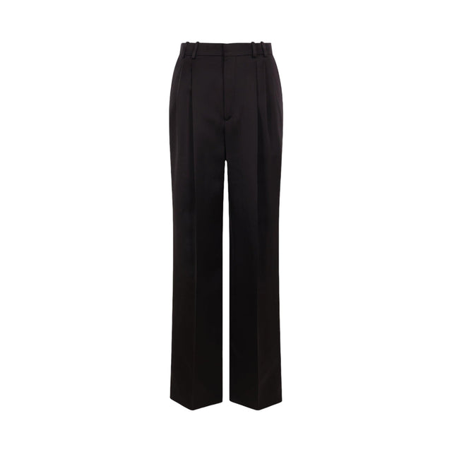 Straight-leg Silk Satin Trousers-SAINT LAURENT-JOHN JULIA