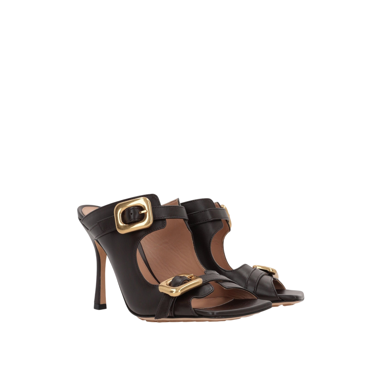 Stretch Buckle Smooth Leather Mule Sandals-BOTTEGA VENETA-JOHN JULIA