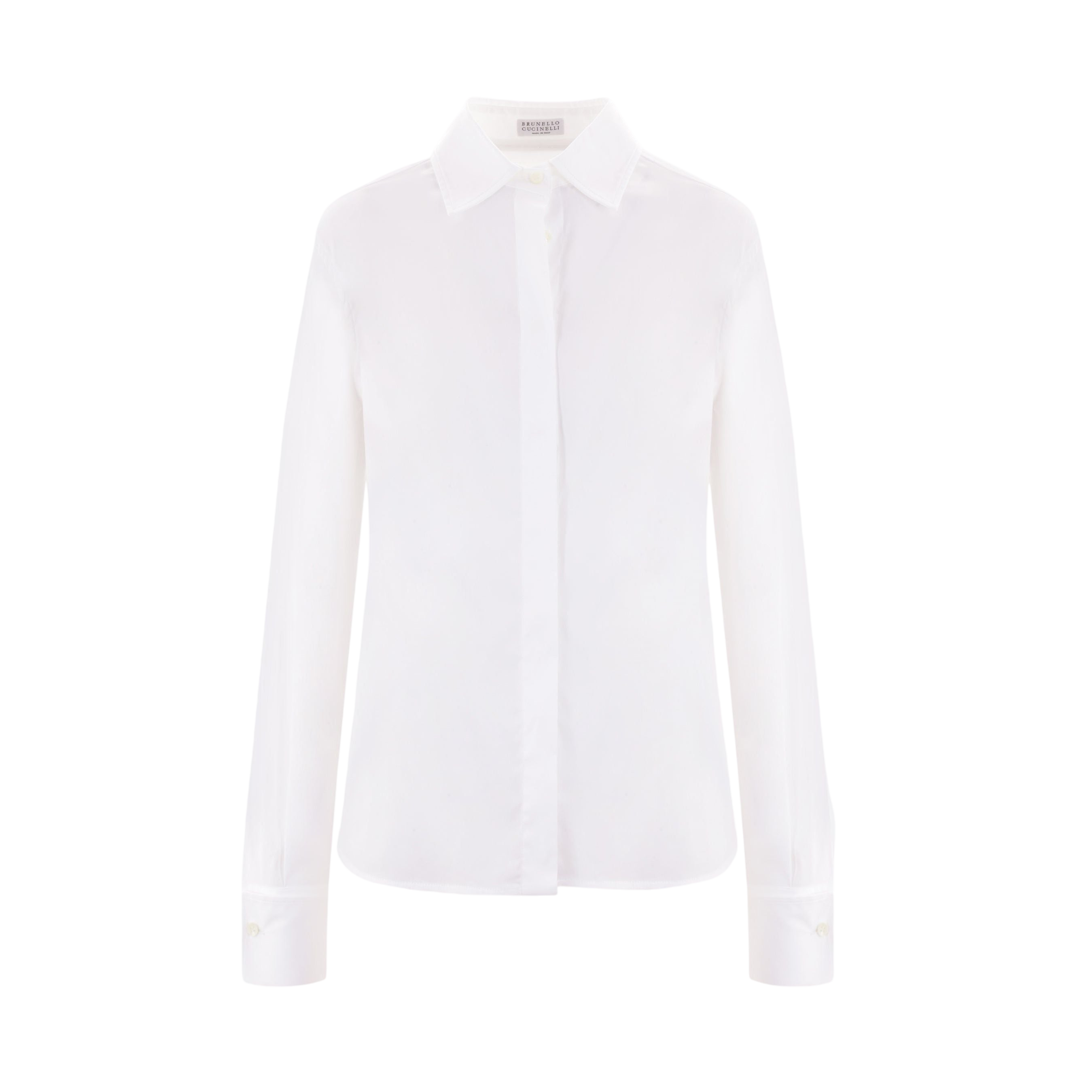 Stretch Poplin Shirt-BRUNELLO CUCINELLI-JOHN JULIA