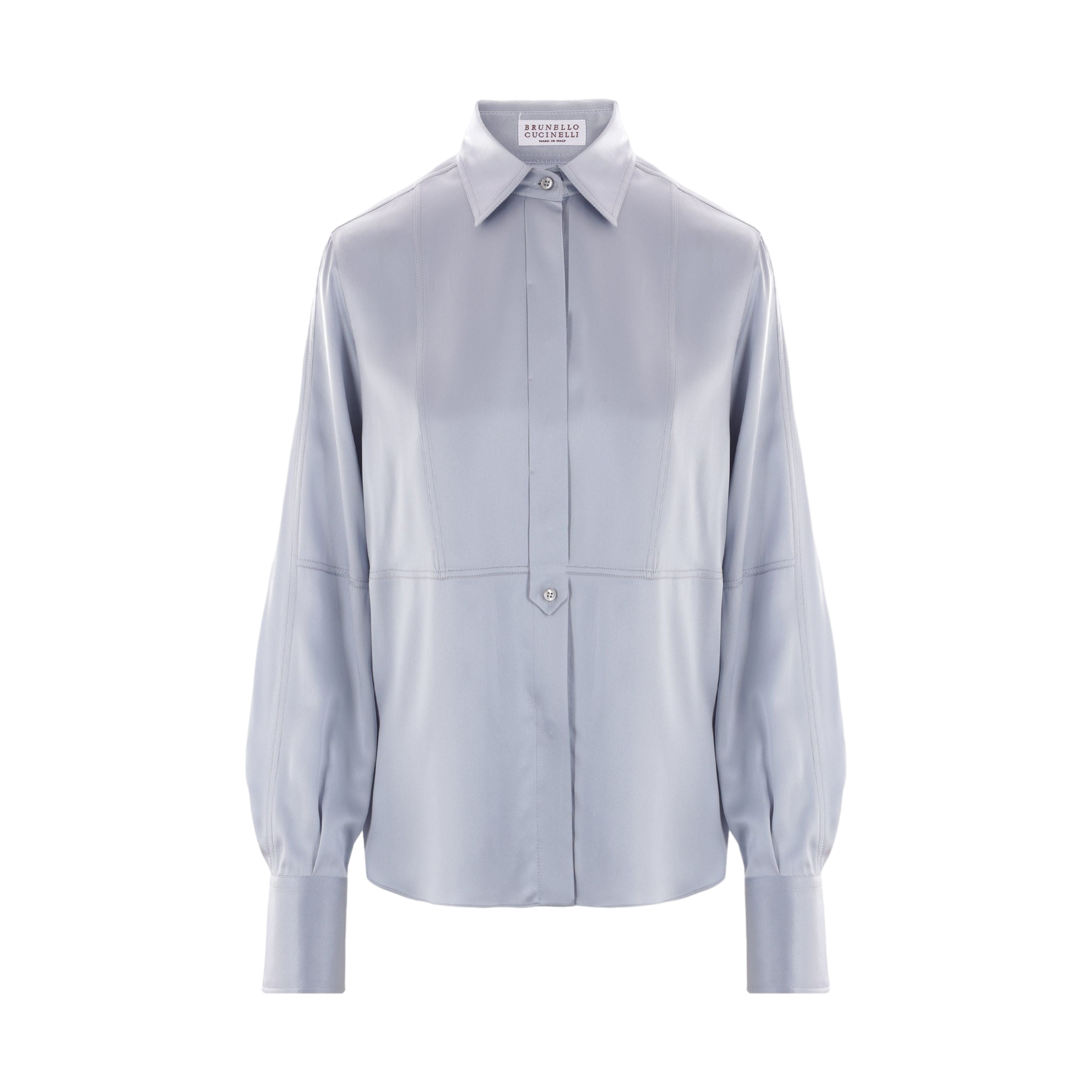 Stretch Satin Shirt-BRUNELLO CUCINELLI-JOHN JULIA