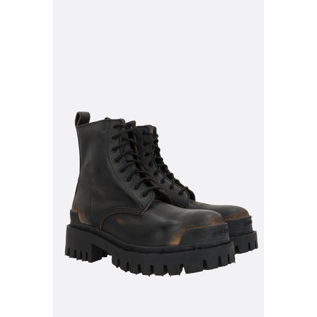 Strike Vintage Leather Combat Boots-BALENCIAGA-JOHN JULIA