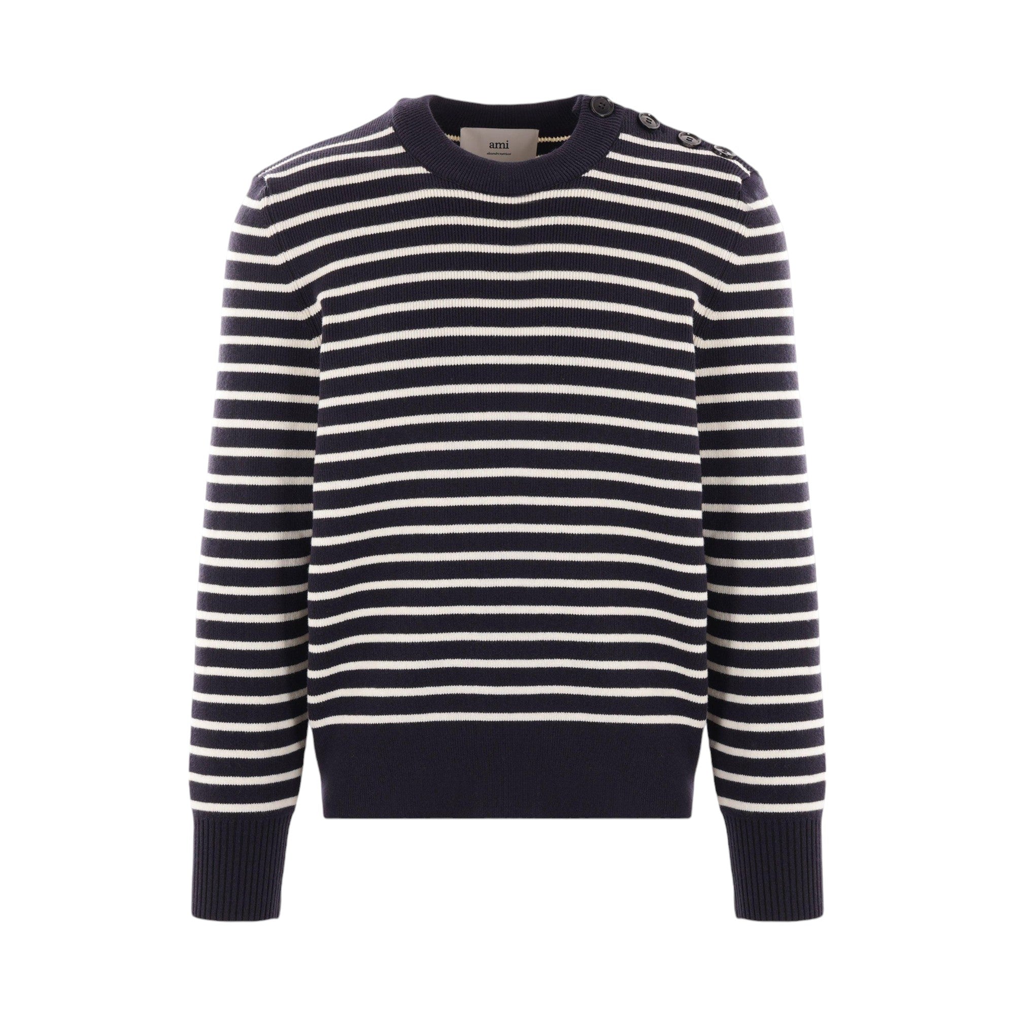 Striped Cotton and Wool Sweater-AMI PARIS-JOHN JULIA