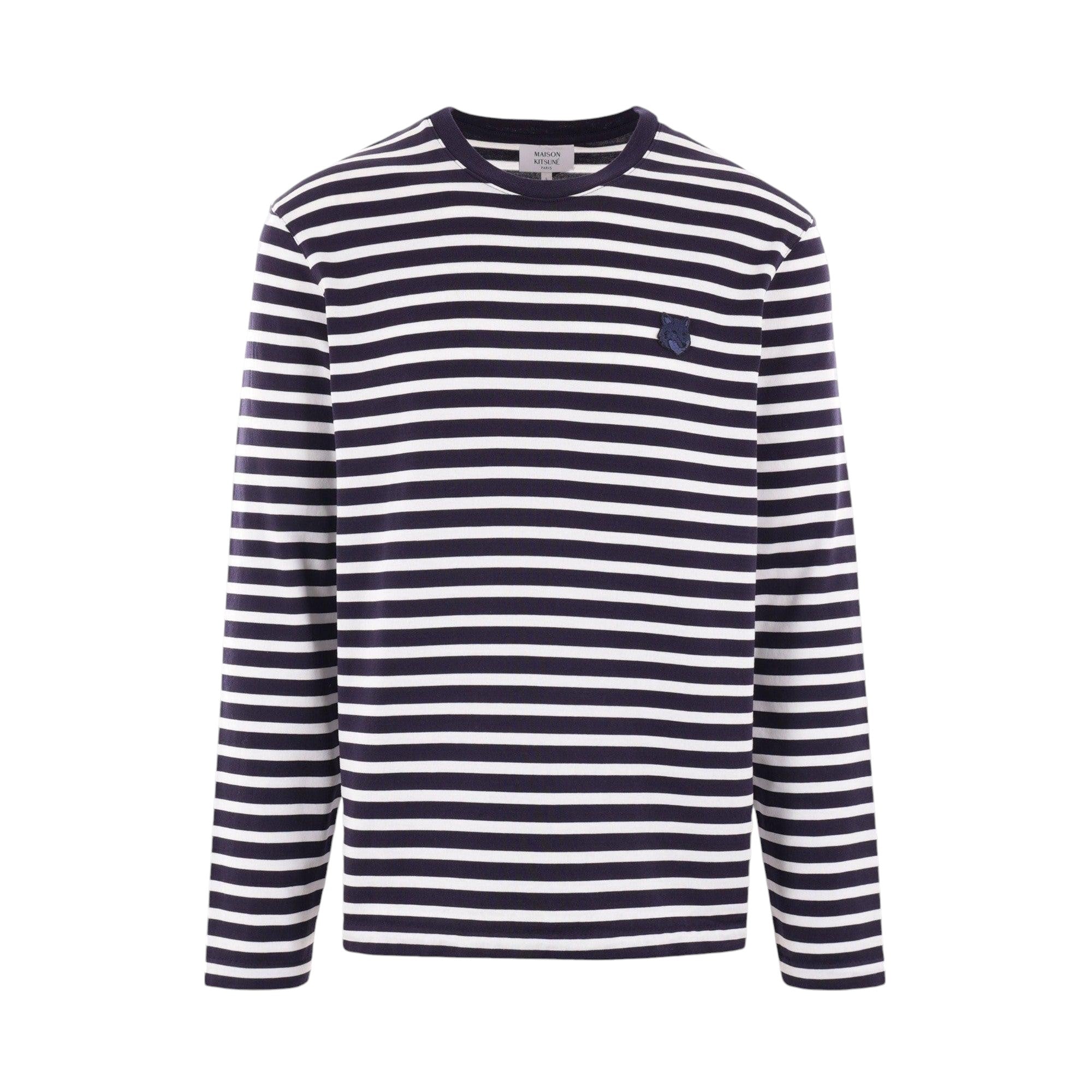 Striped Jersey Long-sleeved T-shirt-MAISON KITSUNÉ-JOHN JULIA