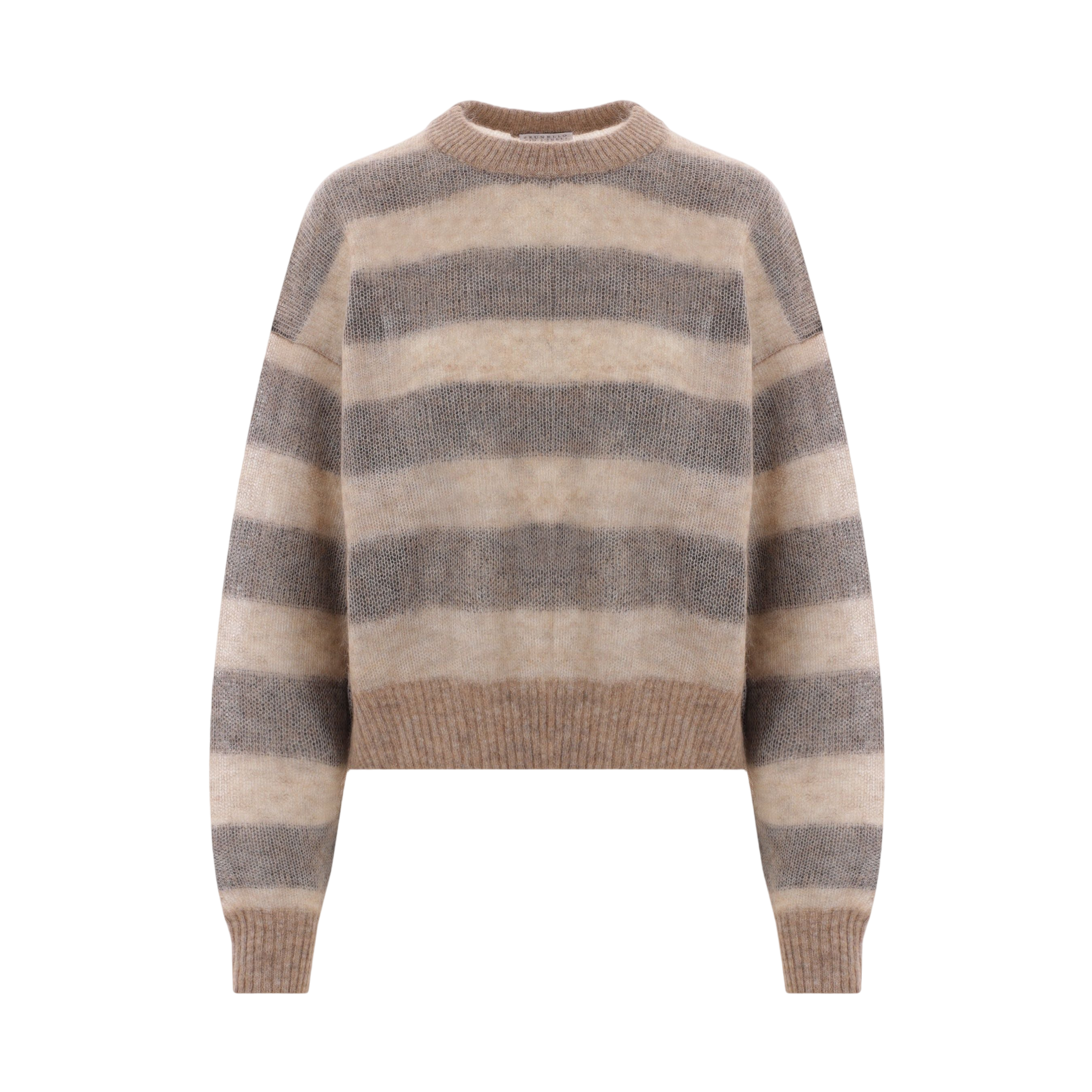 Striped Mohair Wool Blend Cropped Sweater-BRUNELLO CUCINELLI-JOHN JULIA