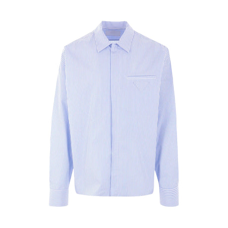 Striped Poplin Full-zip Shirt-PRADA-JOHN JULIA