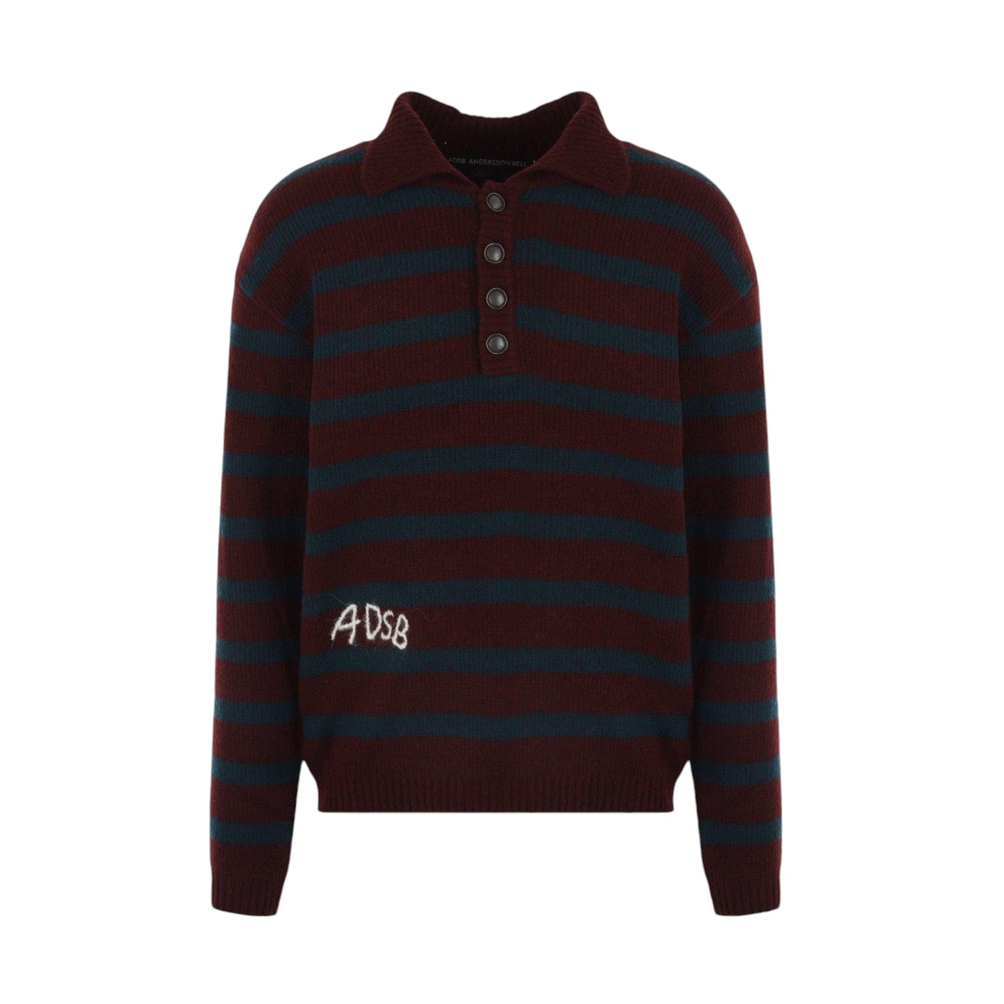 Striped Wool Blend Polo Sweater-ANDERSSON BELL-JOHN JULIA