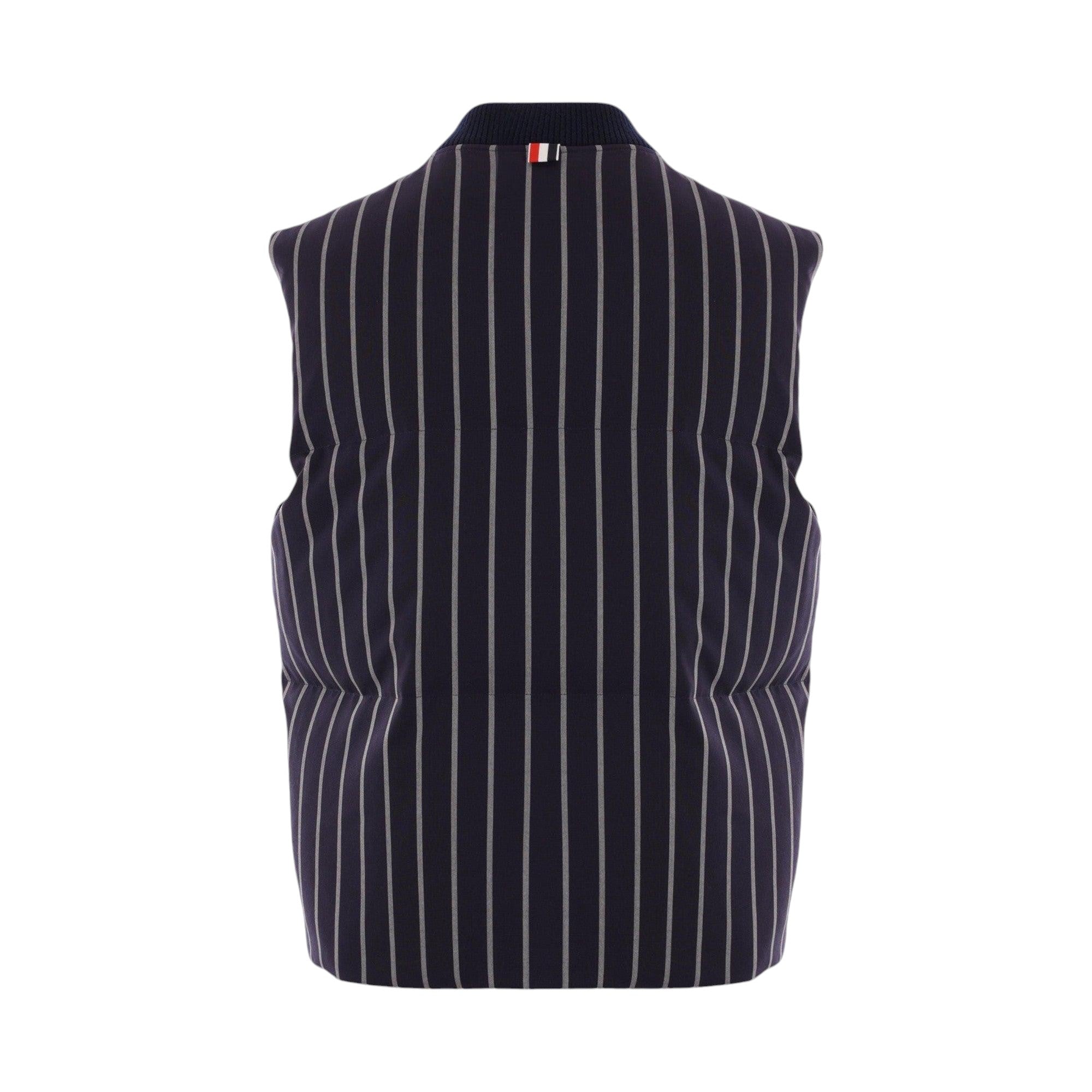 Striped Wool Down Vest-THOM BROWNE-JOHN JULIA