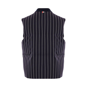 Striped Wool Down Vest-THOM BROWNE-JOHN JULIA