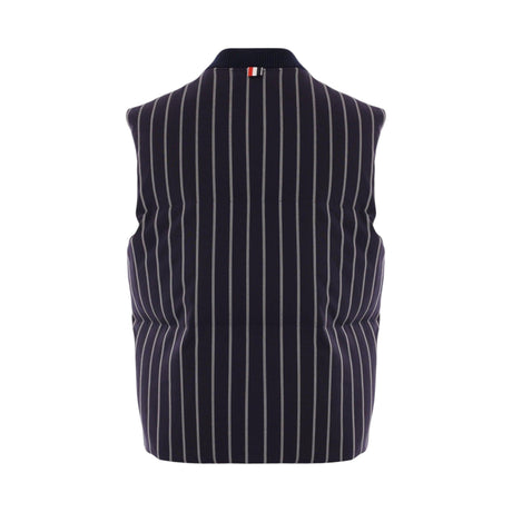 Striped Wool Down Vest-THOM BROWNE-JOHN JULIA