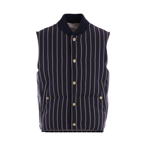 Striped Wool Down Vest-THOM BROWNE-JOHN JULIA