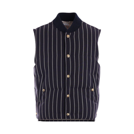 Striped Wool Down Vest-THOM BROWNE-JOHN JULIA