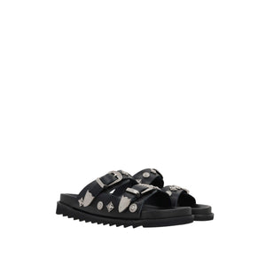 Studded Leather Flat Sandals-TOGA VIRILIS-JOHN JULIA