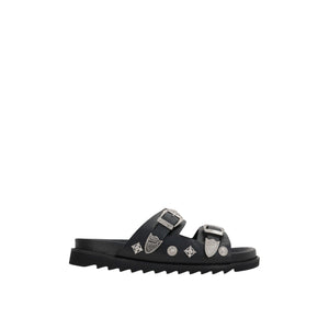 Studded Leather Flat Sandals-TOGA VIRILIS-JOHN JULIA