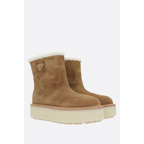 Suede Shearling Flatform Boots-PRADA-JOHN JULIA