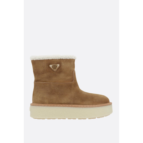 Suede Shearling Flatform Boots-PRADA-JOHN JULIA