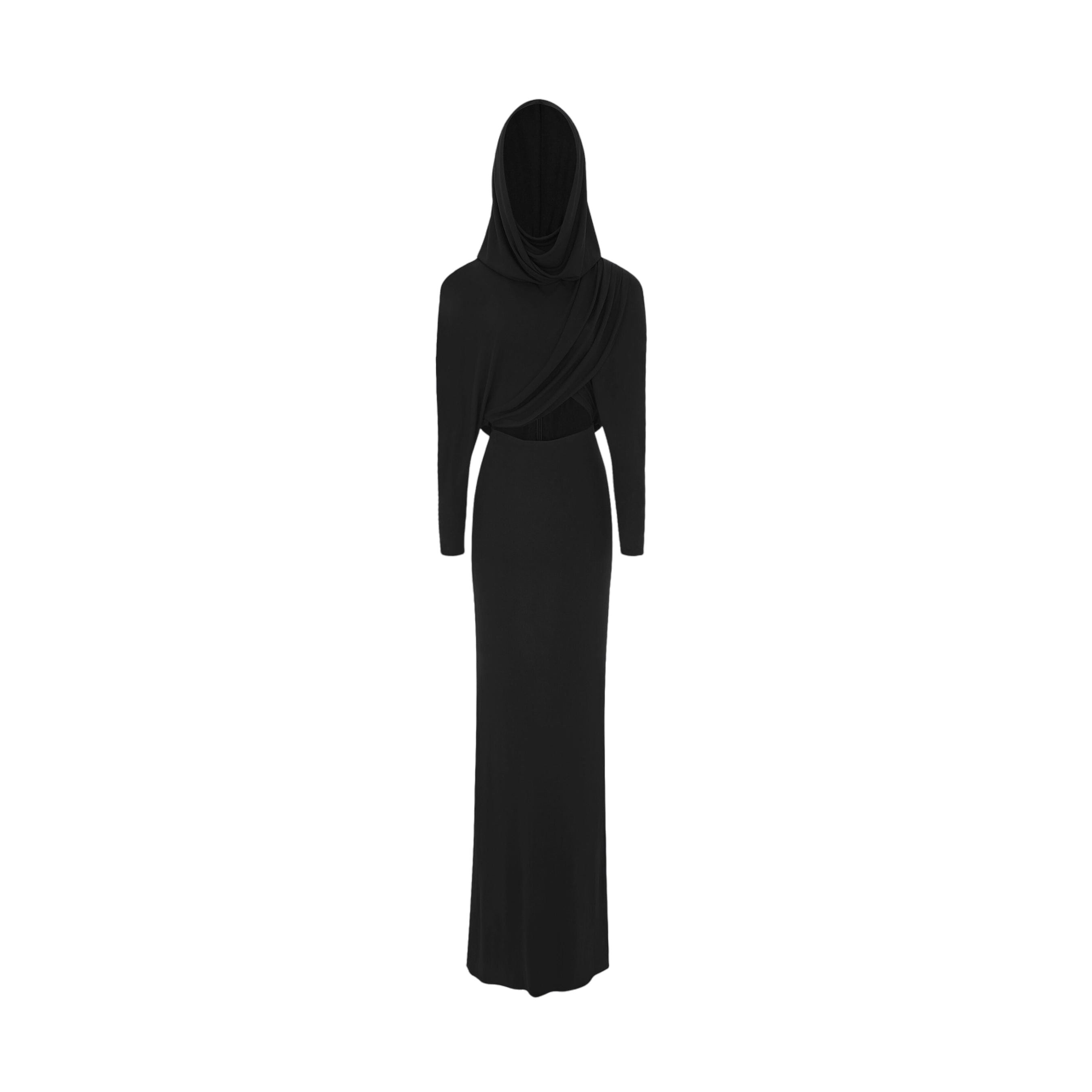 Sustainable Viscose Hooded Dress-SAINT LAURENT-JOHN JULIA