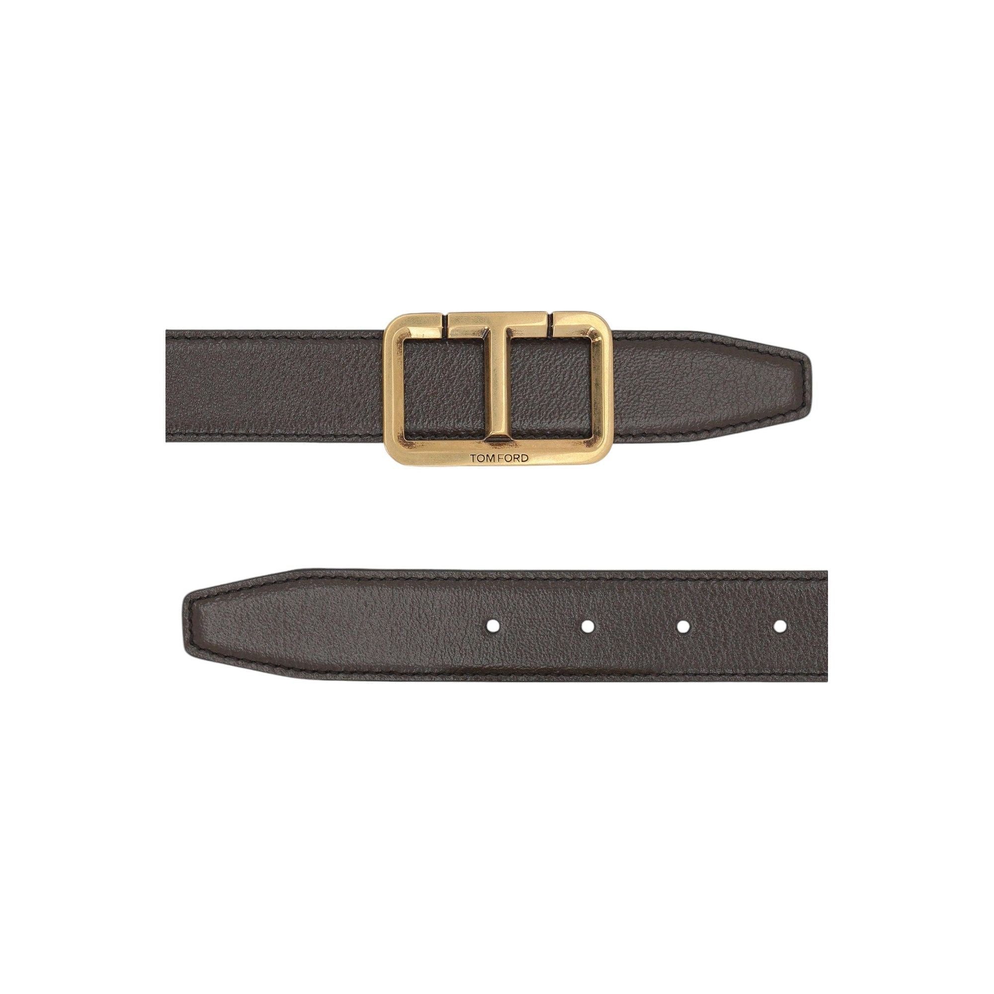 T Smooth Leather Belt-TOM FORD-JOHN JULIA