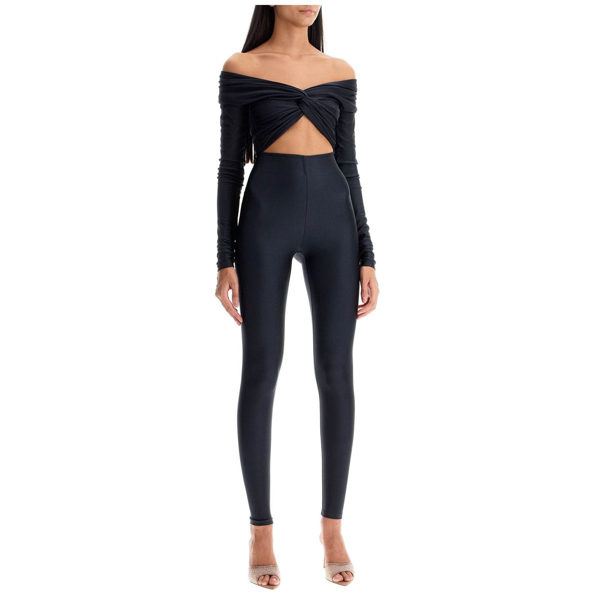 Off-Shoulder Long-Sleeve Jumpsuit