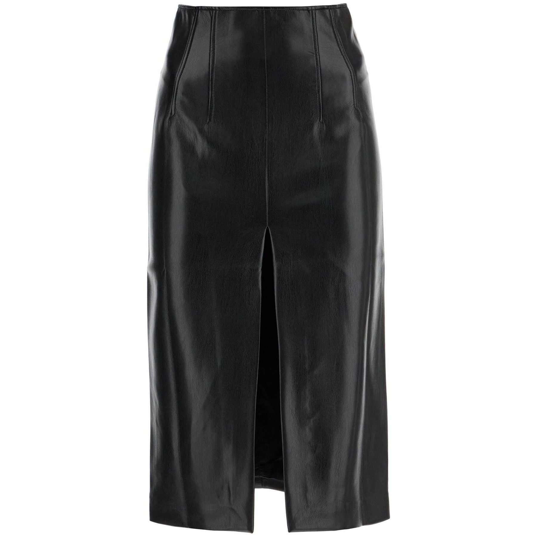 Vegan Leather Pencil Skirt Front Slit