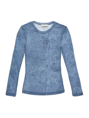 Denim Effect Long-Sleeved Top-GANNI-JOHN JULIA