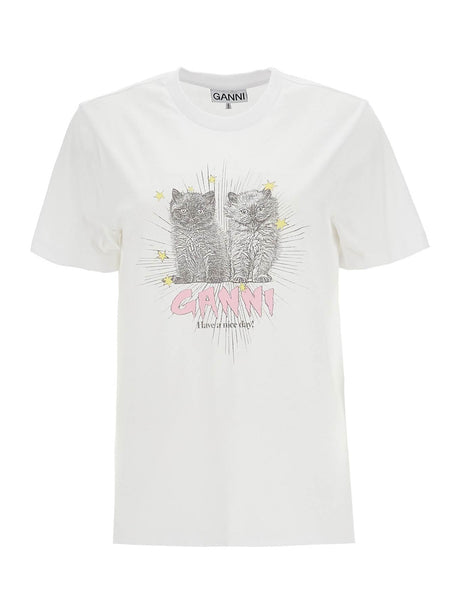 Relaxed Fit Printed T-shirt-Ganni-JOHN JULIA