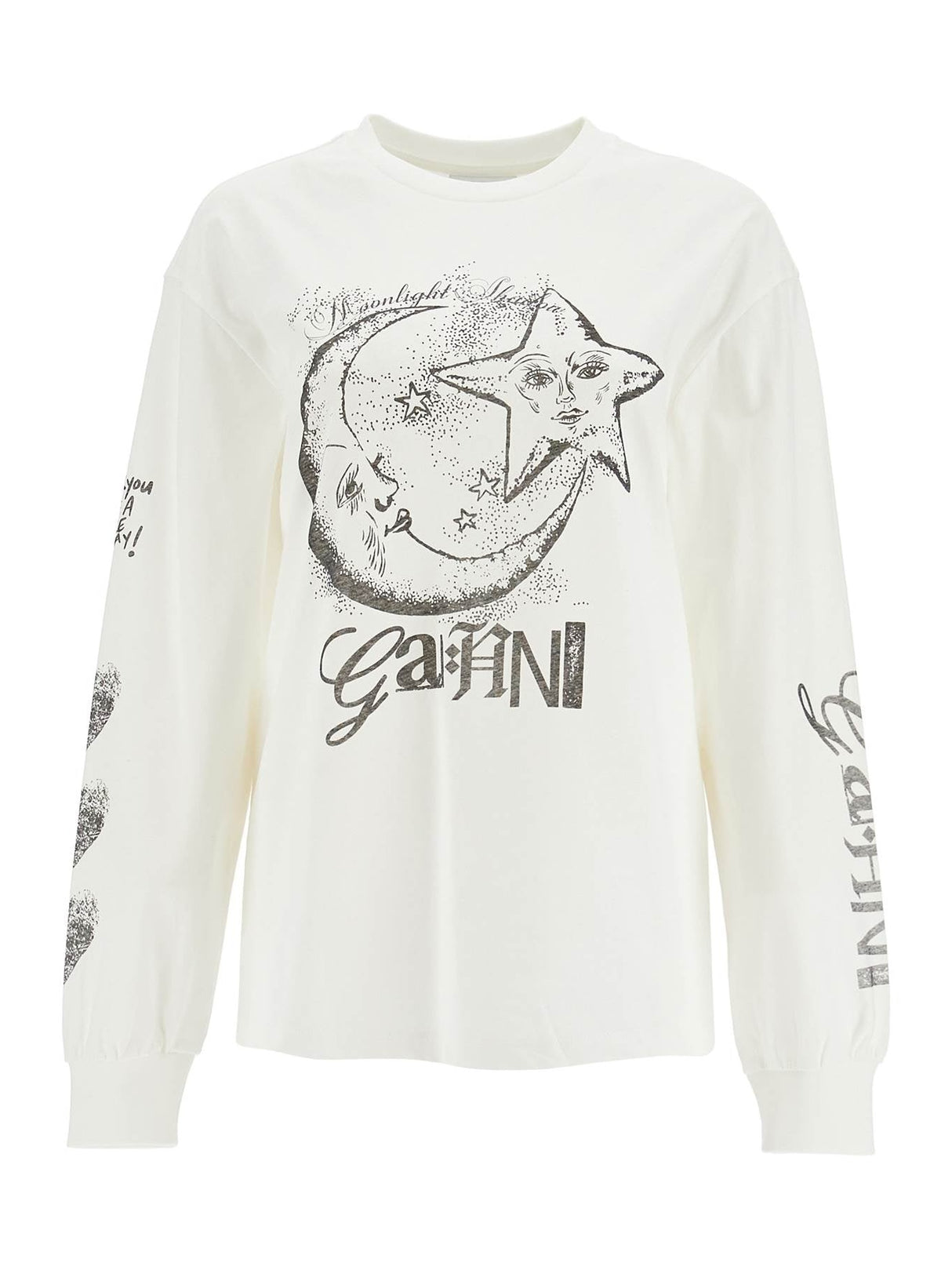 Graphic Print Long-Sleeved T-Shirt-Ganni-JOHN JULIA