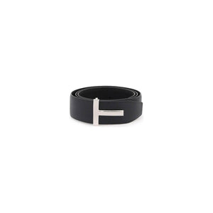 Reversible T Icon Grain Leather Belt.