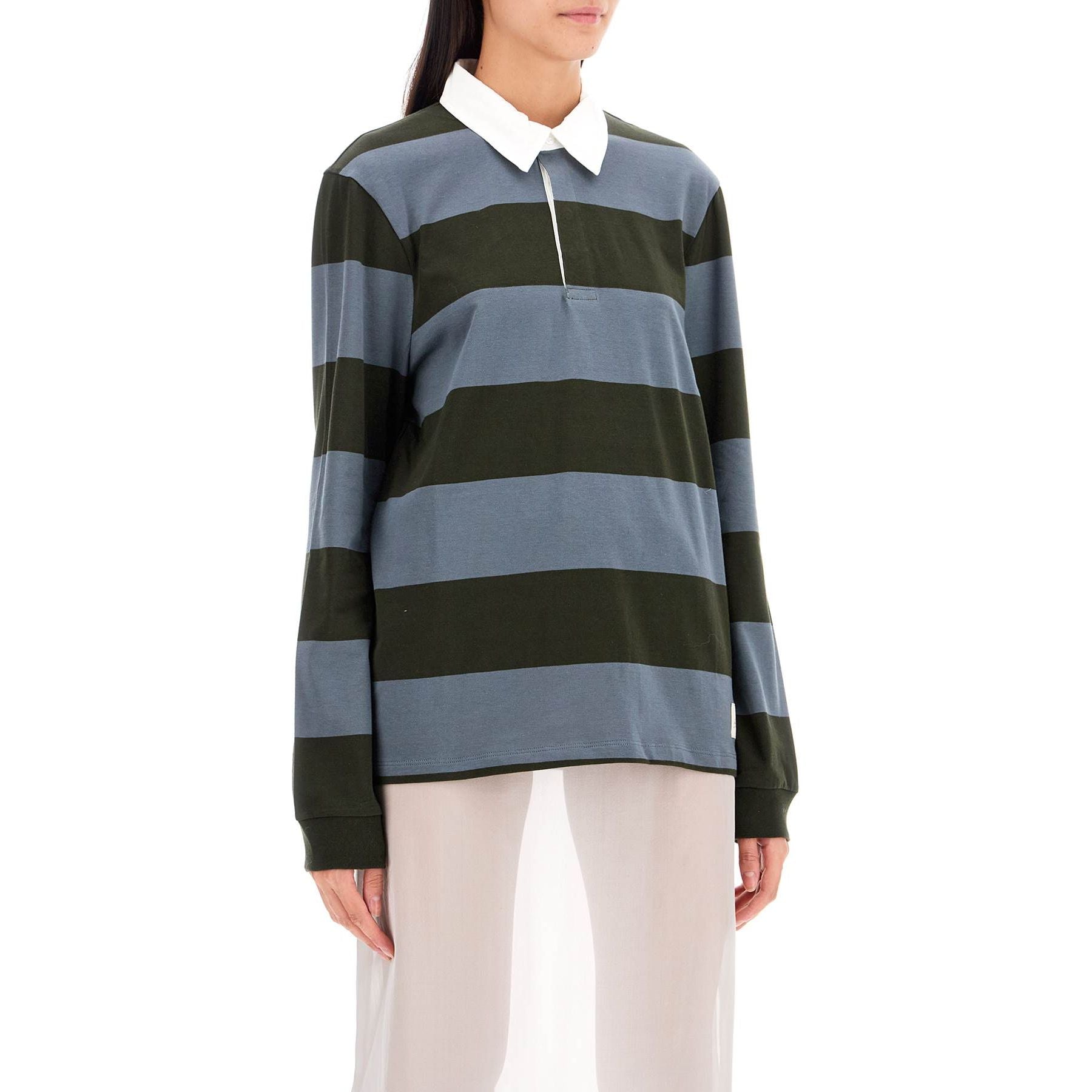 Long-sleeved Striped Polo Shirt For