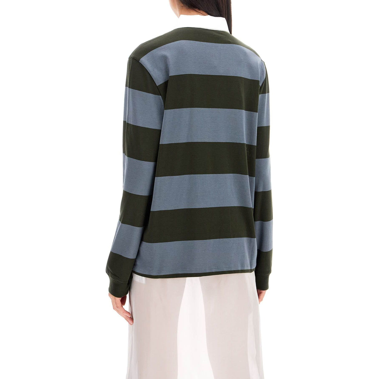 Long-sleeved Striped Polo Shirt For