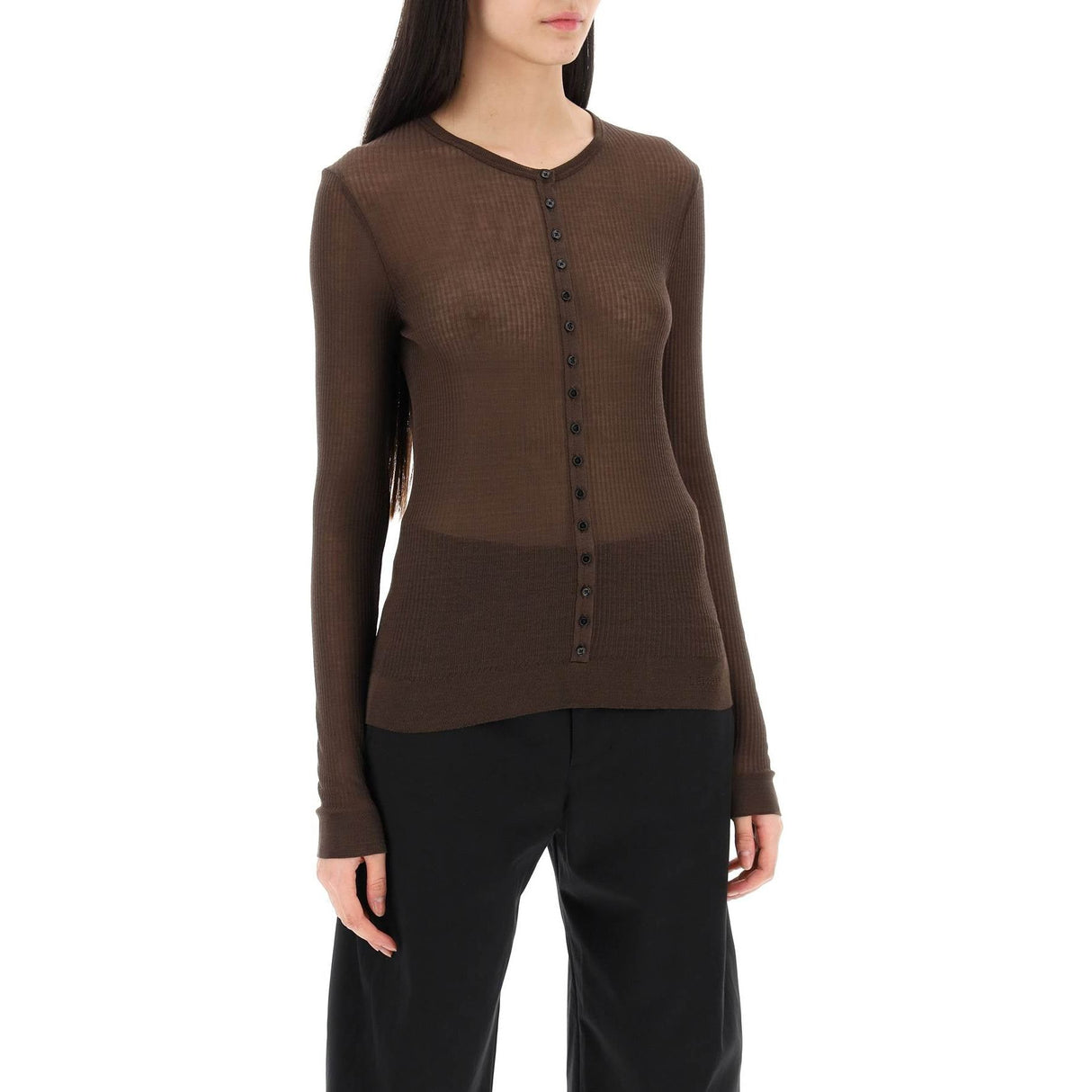 Seamless Ribbed Viscose Cardigan