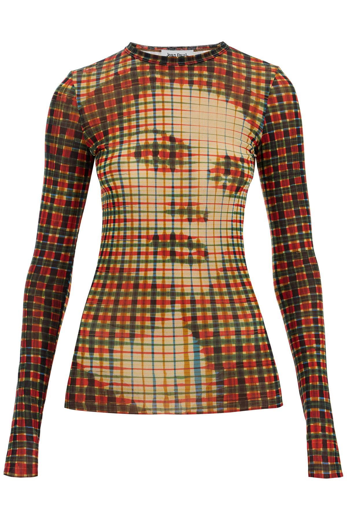 Mesh Tartan Face Top With Unique