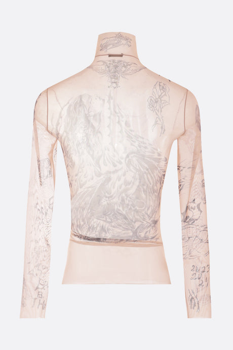 Tattoo Print Mesh Turtleneck-BALENCIAGA-JOHN JULIA